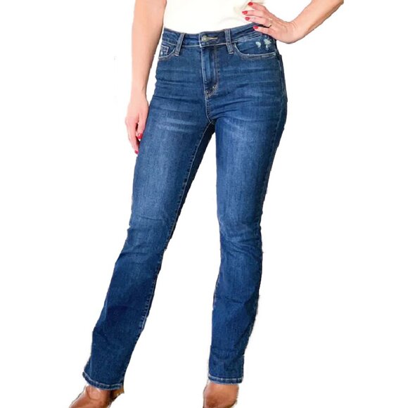 Judy Blue | High-Rise Slim Bootcut Jeans | Side Slit Hem | 11/30 - Picture 1 of 7
